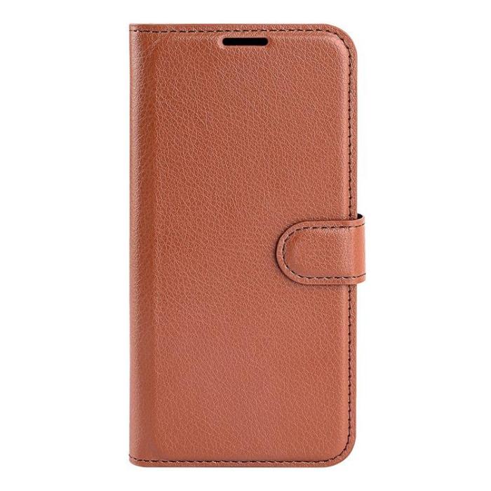 OEM - Litchi Flip iPhone 14 Pro Max Plånboksfodral - Brun