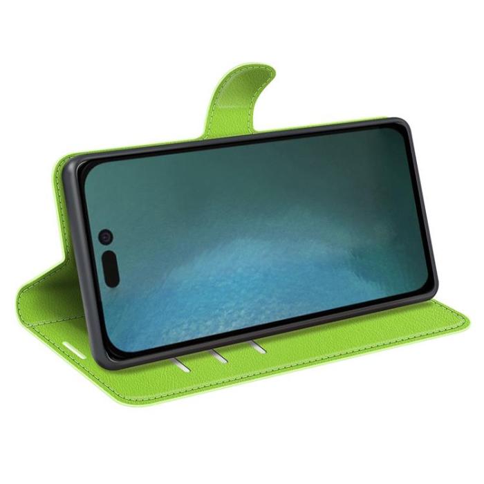OEM - Litchi Flip iPhone 14 Pro Max Plånboksfodral - Grön