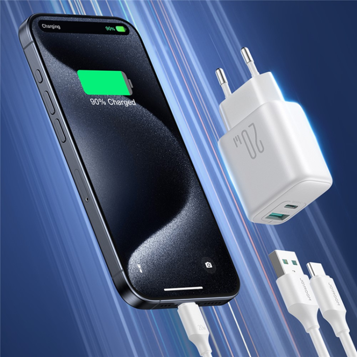 Joyroom - JOYROOM Snabbladdare 20W USB-A - USB-C EU JR-TCF21 - Vit