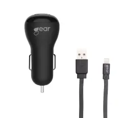 GEAR - GEAR Laddare 12-24V 1xUSB 1A Lightning Kabel platt 1m MFI - Svart