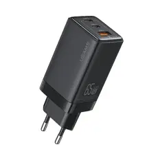 USAMS - USAMS V&auml;ggladdare 2xUSB-C+1xUSB 65W GaN Sandru Series - Svart