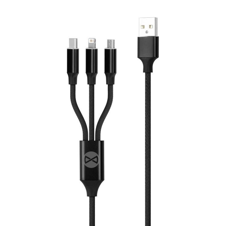 Forever 3in1 USB-A till USB-C, Lightning, microUSB kabel 1.2m 2A | 3541 | AlltMobil