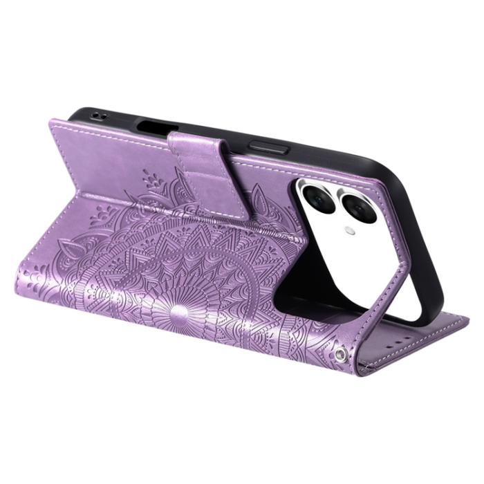 A-One Brand - Galaxy S26 Edge Plånboksfodral Imprinted Totem Läder - Lila