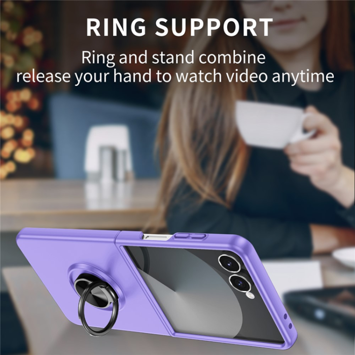 A-One Brand - Galaxy Z Flip 7 Mobilskal Rotatable Ring Kickstand - Lila