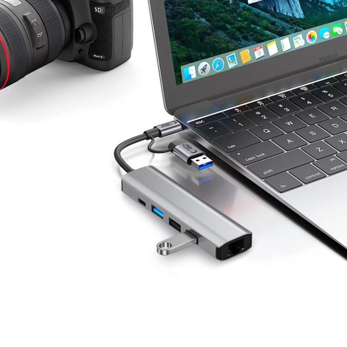 Tech-Protect - Tech-Protect HB03 5in1 Hub Adapter - Space Grå