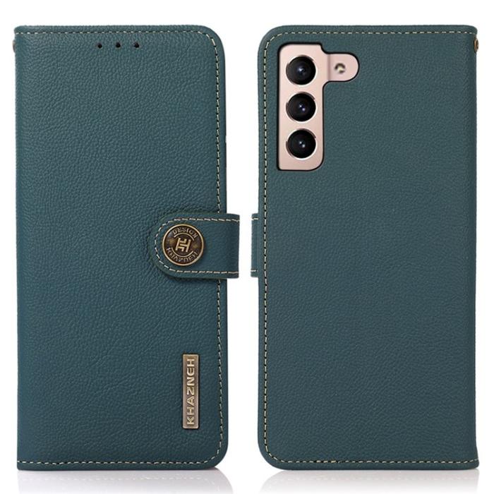 KHAZNEH - KHAZNEH Galaxy S23 Plånboksfodral Äkta Läder RFID - Grön