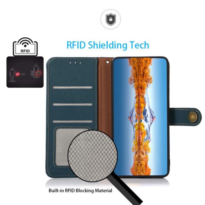 KHAZNEH - KHAZNEH Galaxy S23 Plånboksfodral Äkta Läder RFID - Grön