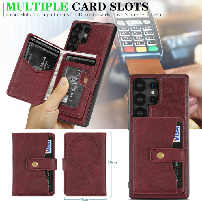 A-One Brand - Galaxy S24 Ultra Mobilskal MagSafe Detachable Korthållare Kickstand