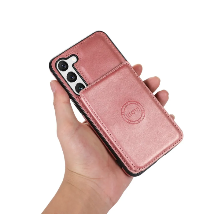 Taltech - Galaxy S23 Mobilskal Korthållare Kickstand Magnetiskt - Rosaguld