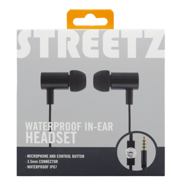 UTGATT1 - Streetz Vattentäta In-ear Mörlurar Med Mikrofon 3.5 mm - Svart