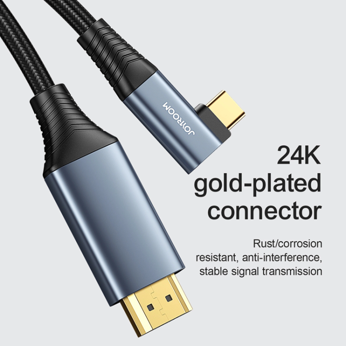 Joyroom - Joyroom USB-C - HDMI Vinklad 4K 60Hz 2m Kabel - Grå