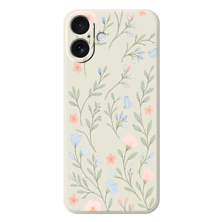 iPhone 17 Mobilskal Pink Blue Flowers Pattern TPU - Beige | 2353 | AlltMobil