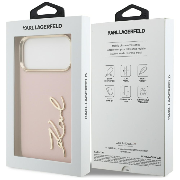 KARL LAGERFELD - Karl Lagerfeld iPhone 17 Pro Mobilskal Script Logo - Rosa