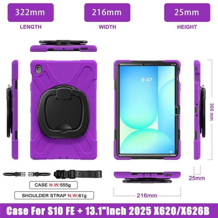 A-One Brand - Galaxy Tab S10 FE Plus Skal Kickstand Handle Grip - Lila