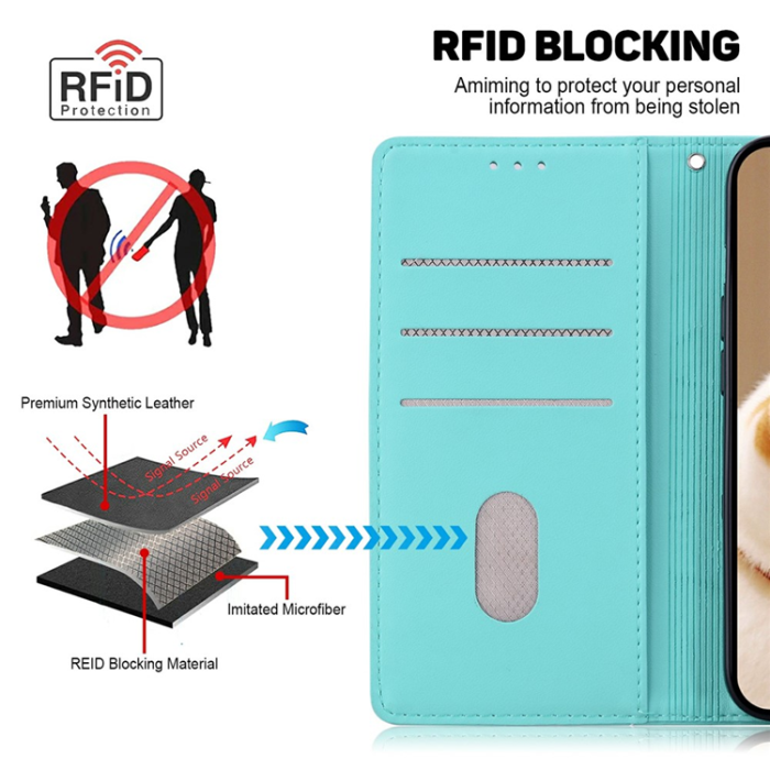 A-One Brand - Sony Xperia 1 VII Plånboksfodral RFID Kitten Pattern - Grön