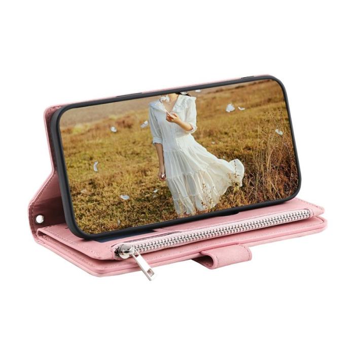 OEM - Samsung Galaxy S26 Plånboksfodral Rhombus Stitching Line Konstläder - Roséguld