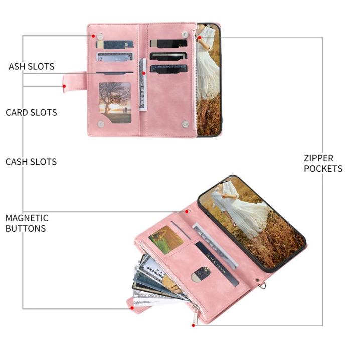 OEM - Samsung Galaxy S26 Plånboksfodral Rhombus Stitching Line Konstläder - Roséguld