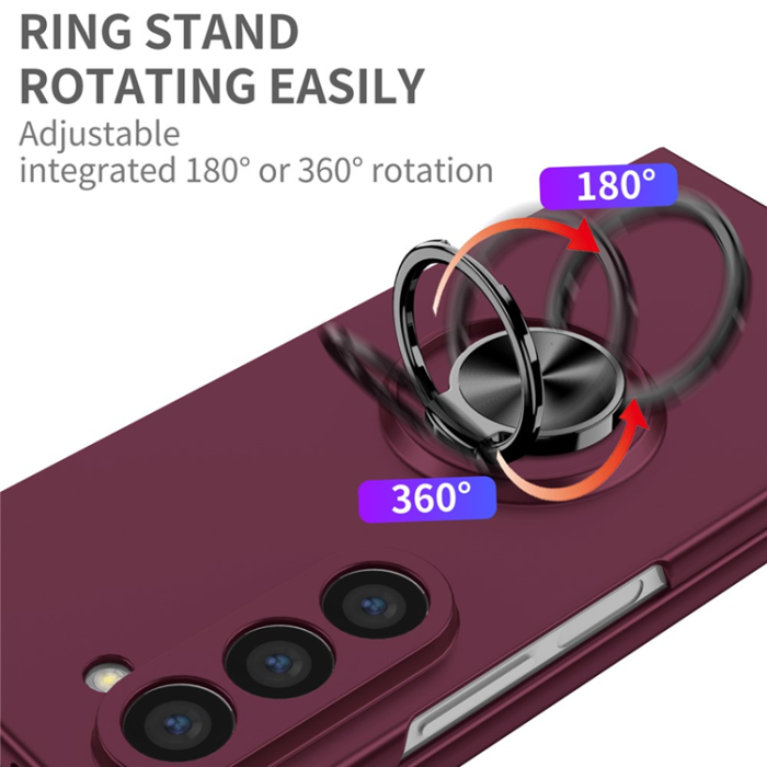 A-One Brand - Galaxy Z Fold7 5G Mobilskal Rotatable Ring Kickstand - Vinröd