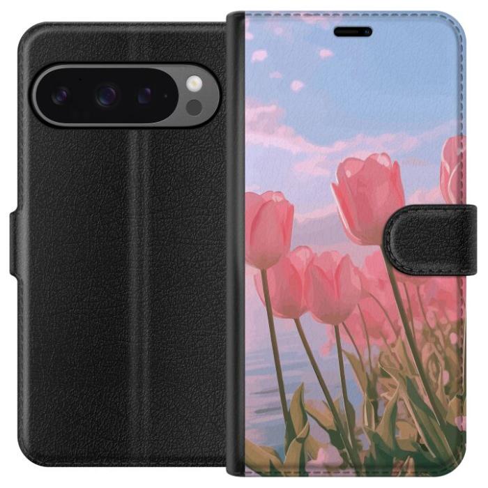 iSecrets - Plånboksfodral till Google Pixel 9 Pro XL med Rosa Tulpaner