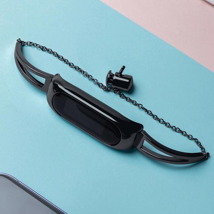 UTGATT1 - Metall Ersättningsarmband till Xiaomi Mi Band 6/5/4/3 - Svart