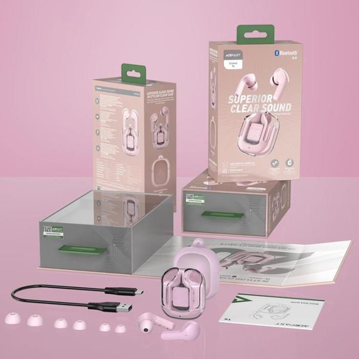 Acefast - Acefast In-ear Trådlösa Hörlurar TWS Bluetooth - Rosa