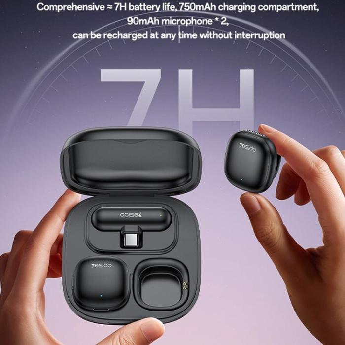 Yesido - YESIDO Trådlös Lavaliermikrofon Typ C-Kontakt AI-Brusreducerande KR21