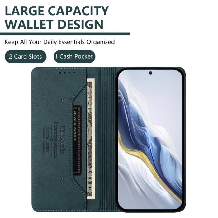OEM - RINACASIS Samsung Galaxy A57 Plånboksfodral Konstläder RFID Skydd - Grön