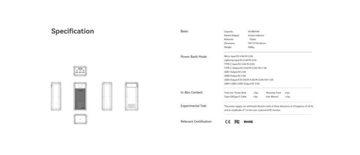 Veger - Veger Powerbank 50,000mah Tank Lite Snabbladdning - Svart