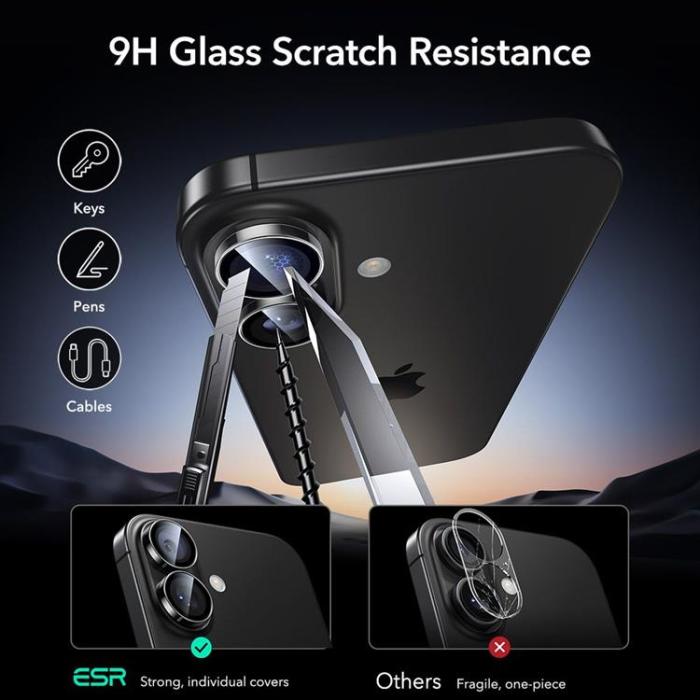 ESR - ESR iPhone 17/16 Plus/16 Linsskydd Härdat Glas - Clear