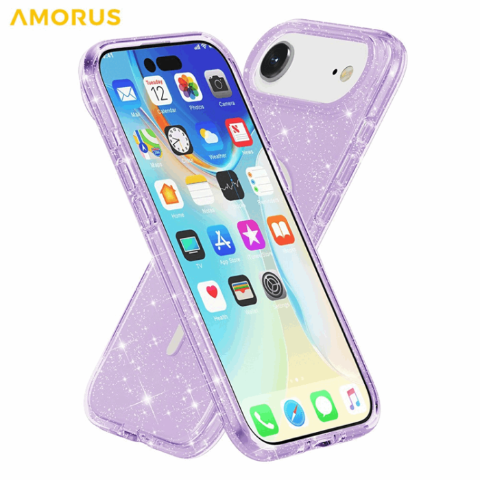 AMORUS - AMORUS Mobilskal till iPhone Air Magsafe Glitter Powder PC + TPU - Lila