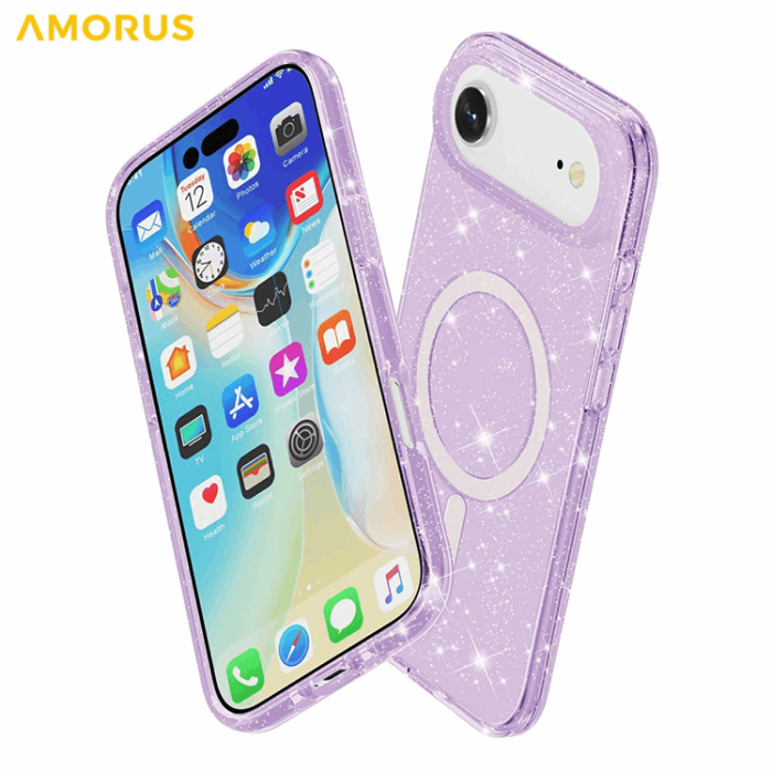 AMORUS - AMORUS Mobilskal till iPhone Air Magsafe Glitter Powder PC + TPU - Lila