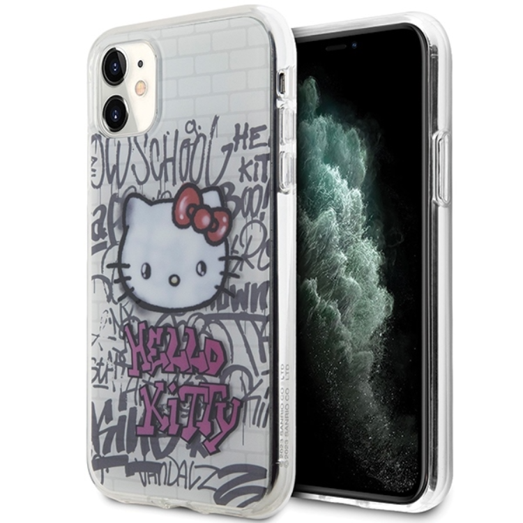 Hello Kitty iPhone 11/Xr Mobilskal Kitty On Bricks Graffiti - Vit | 2353 | AlltMobil