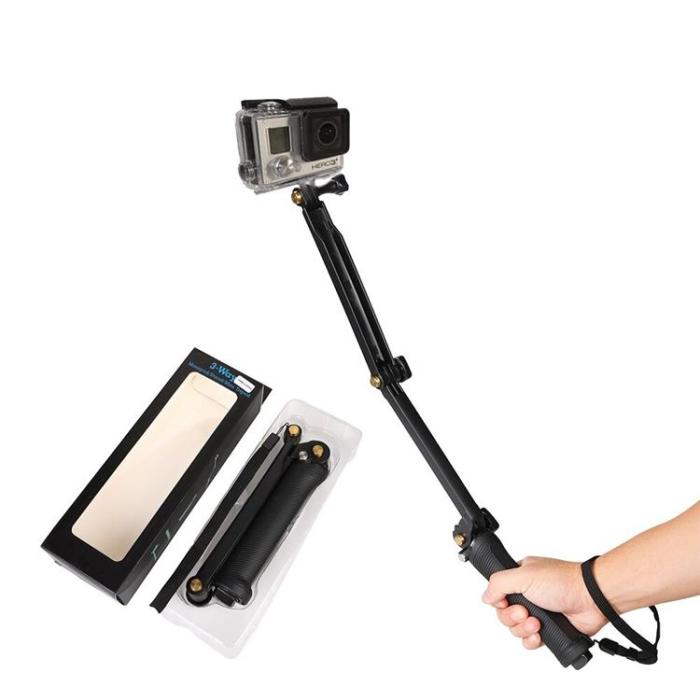 OEM - 3IN1 Go Pro Monopod Tripod Med Selfie Hållare - Svart