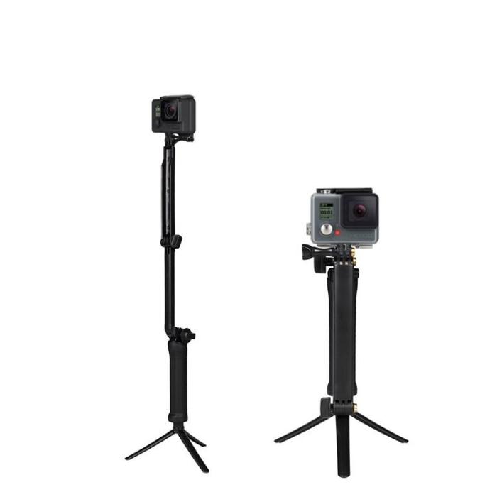 OEM - 3IN1 Go Pro Monopod Tripod Med Selfie Hållare - Svart