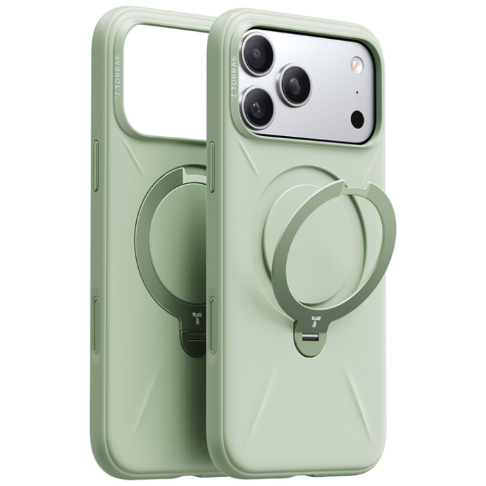 Torras - TORRAS iPhone 17 Pro Mobilskal MagSafe Ostand Q Pro - Matchagrön