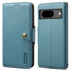 DENIOR - DENIOR Google Pixel 8 Pl&aring;nboksfodral Konstl&auml;der St&auml;ll med Konstl&auml;dertextur - Bl&aring;