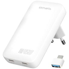 4smarts - 4smarts V&auml;ggladdare FlatPlug Slim Dual 45W GaN 2xUSB-C &ndash; Vit