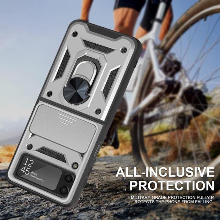 A-One Brand - Galaxy Z Flip 4 Skal Ringhållare Kickstand - Silver
