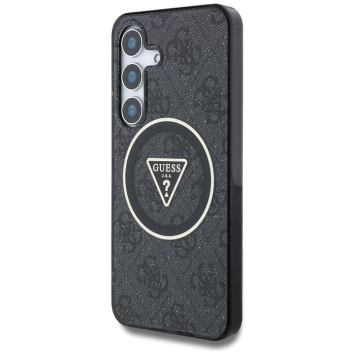 Guess - Guess Galaxy S25 Mobilskal MagSafe 4G Glitter Triangle Buttons - Svart