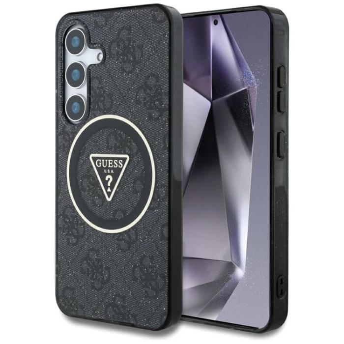 Guess - Guess Galaxy S25 Mobilskal MagSafe 4G Glitter Triangle Buttons - Svart