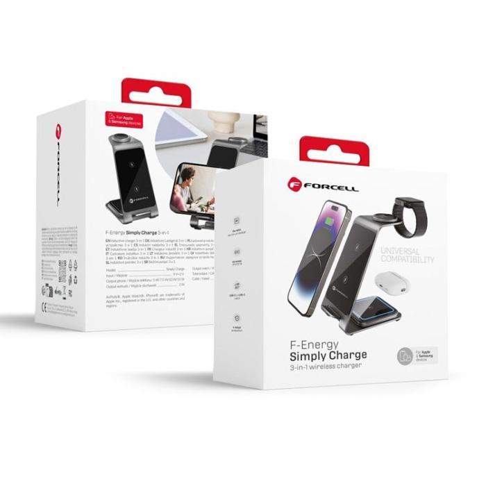Puro - Forcell 3in1 Trådlös Laddare Mobil, Hörlurar, Apple Watch/Samsung Watch