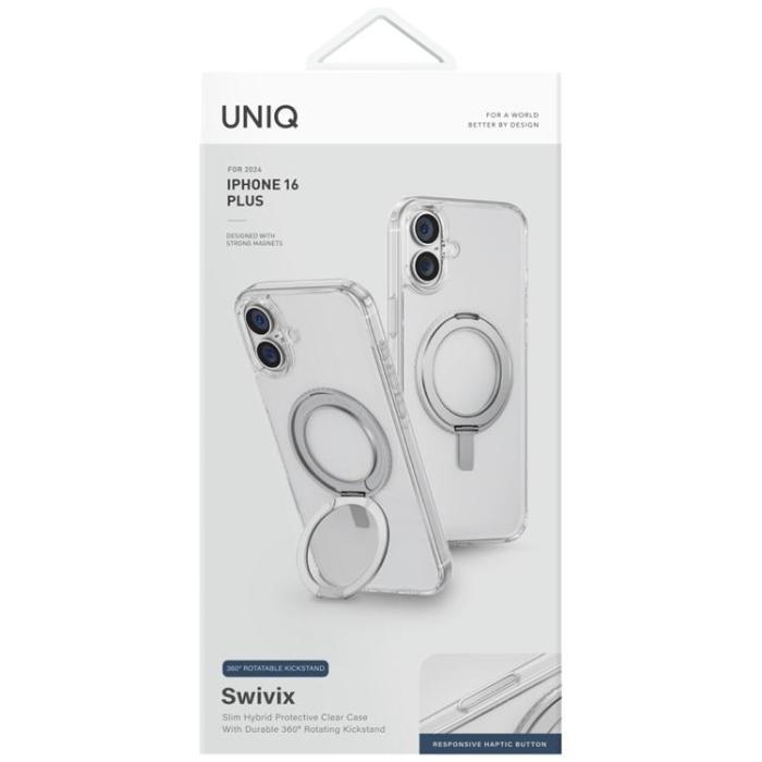 UNIQ - UNIQ iPhone 16 Plus Mobilskal Swivix 360 Kickstand - Clear
