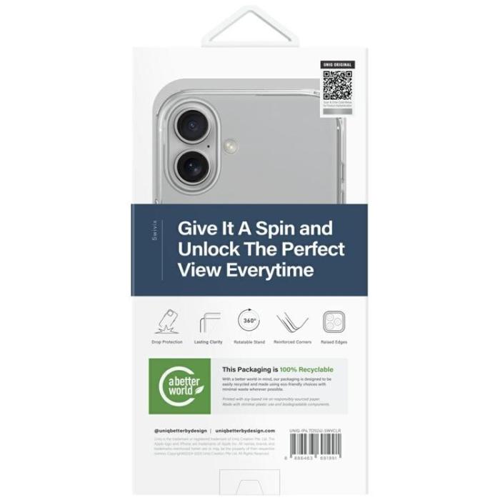 UNIQ - UNIQ iPhone 16 Plus Mobilskal Swivix 360 Kickstand - Clear