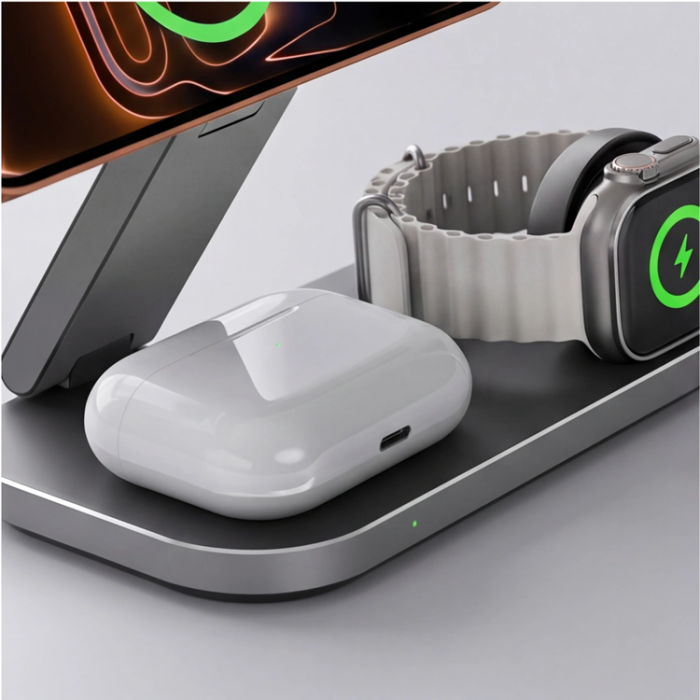 Tech-Protect - Tech-Protect 3-in-1 Trådlös Laddare Magsafe iPhone, Apple Watch, AirPods - Svart