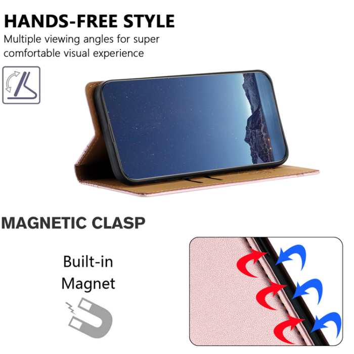 A-One Brand - iPhone 17 Pro Max Plånboksfodral L Shaped Grid Pattern - Roséguld