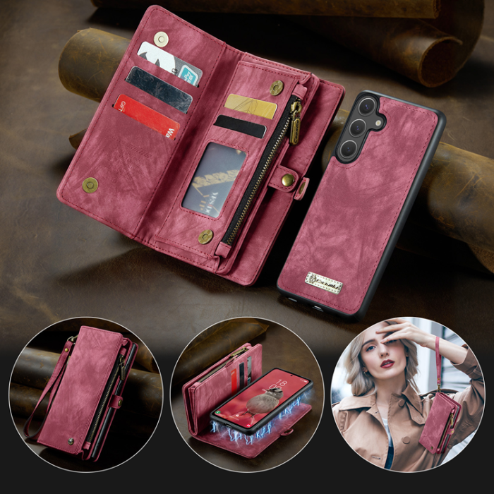 Caseme - CASEME Galaxy S25 FE Plånboksfodral Detachable 008 - Röd