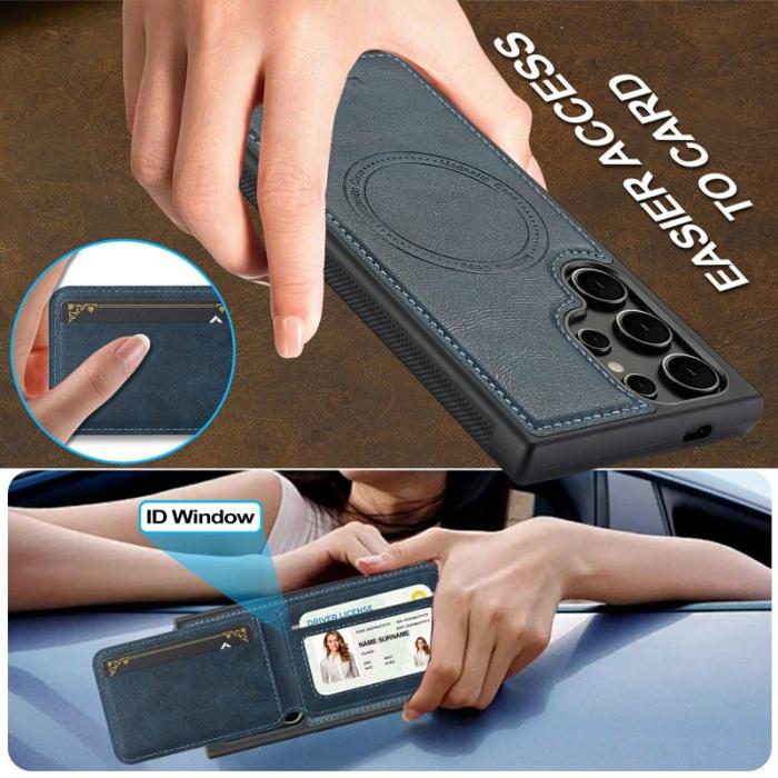 LC.imeeke - LC.IMEEKE Mobilskal för Samsung Galaxy S26 Ultra Magnetiskt Konstläder - Blå