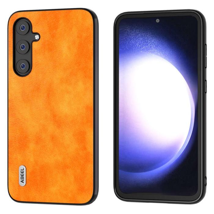 ABEEL - ABEEL Mobilskal till Samsung Galaxy S23 FE Läder TPU+PC Orange
