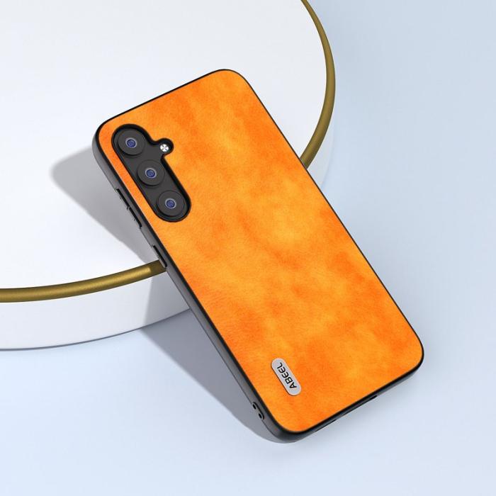 ABEEL - ABEEL Mobilskal till Samsung Galaxy S23 FE Läder TPU+PC Orange