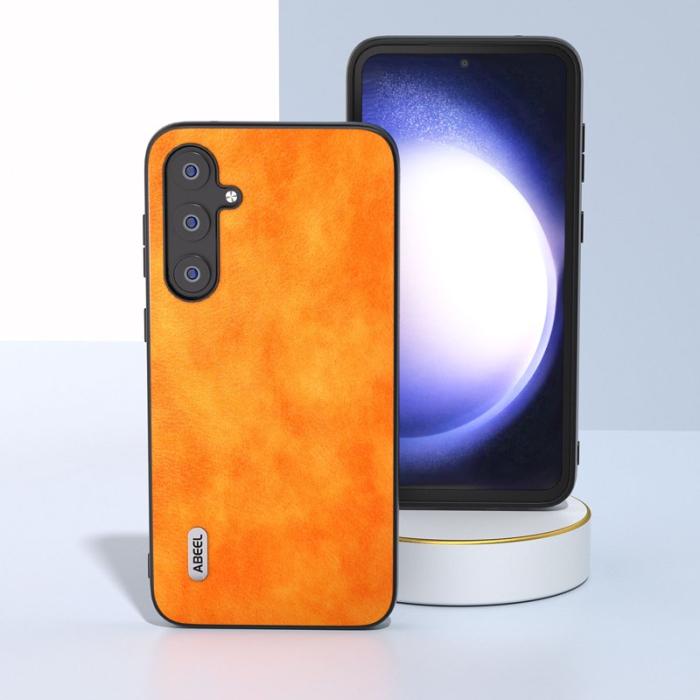 ABEEL - ABEEL Mobilskal till Samsung Galaxy S23 FE Läder TPU+PC Orange